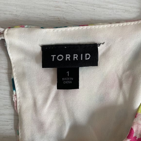 Torrid Womens Plus Mini Dot Dress Colorful Print Size 1X Flutter Sleeve Keyhole - Picture 11 of 12